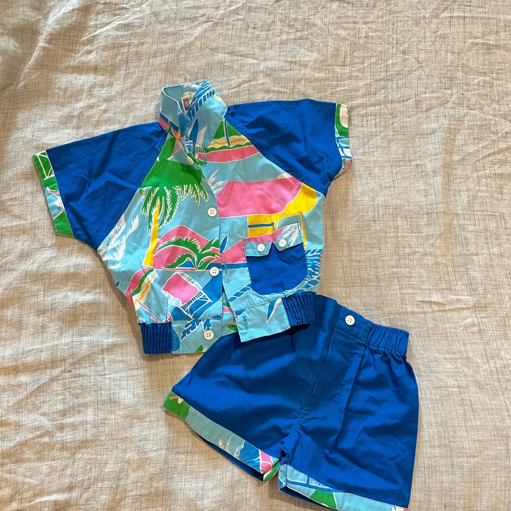 Vintage style beach outfit, 18-24mo